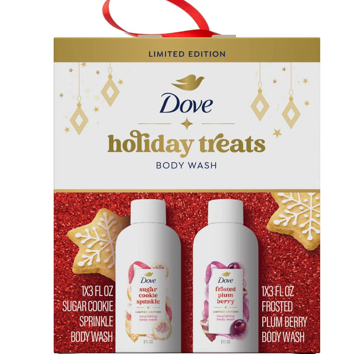 Dove Beauty Limited Edition Holiday Treat Mini Body Wash Giftpack - Sugar Cookie Sprinkle & Frosted Plum Berry — 6 fl oz / 2 pack